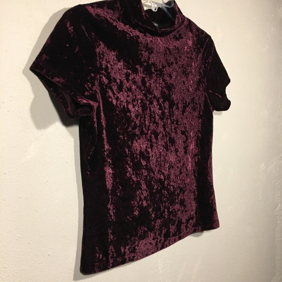 FOREVER 21 Burgundy Crushed Velvet Crop Top M - Picture 5 of 7